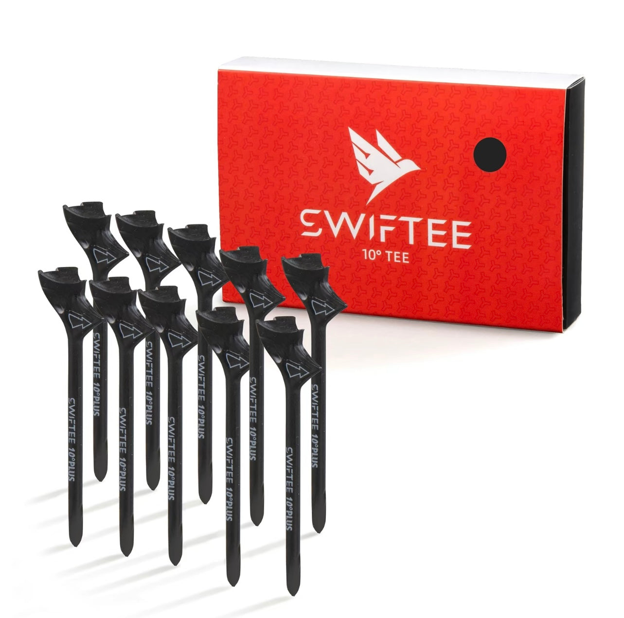 SWIFTEE 10 pack of Black Premium 10 Degree  83mm Golf Tees