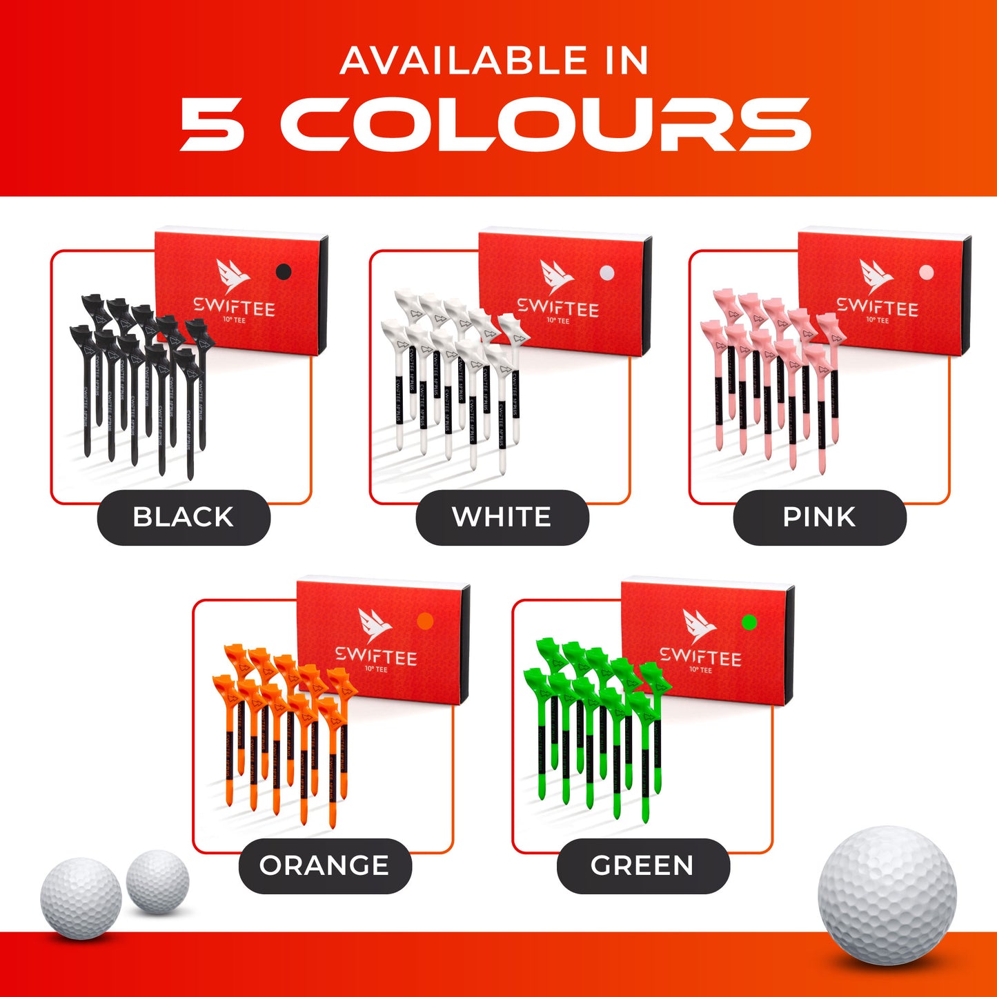 SWIFTEE 10 pack of Black Premium 10 Degree  83mm Golf Tees